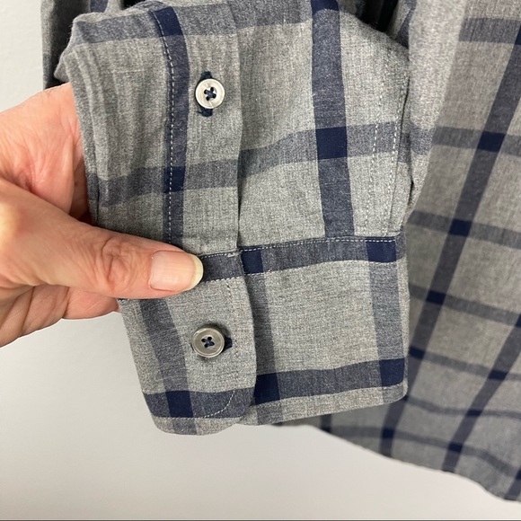 UNTUCKit Men’s Grey/Blue Windowpane Check 100% Cotton Button Up Shirt Size L - Picture 5 of 7